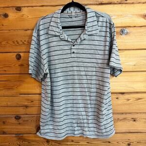 Smartwool Men’s 100% Merino Wool Gray Striped Short Sleeve Polo Size Large